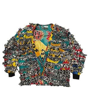 Vintage 1990s Paula Sweet Cotton Fringe Jacket Size: L